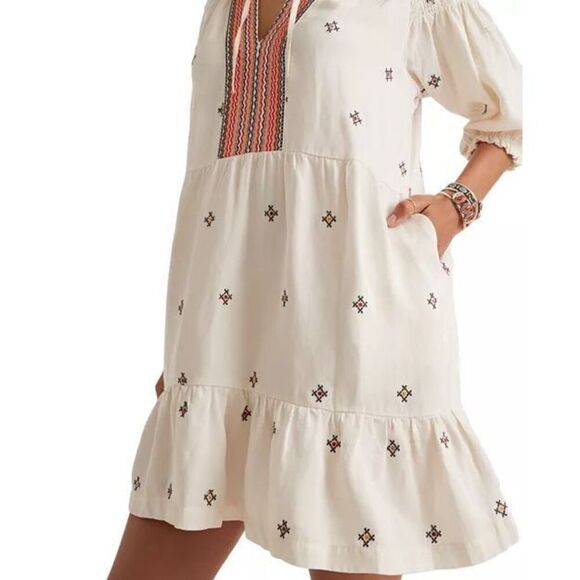 Marine Layer Peyton Mini Dress Size Small Embroidered Belted - Picture 9 of 11